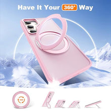 Load image into Gallery viewer, Zalinbo for Samsung Galaxy S25 Case with 360 Rotatable Magnetic Ring Stand Compatible with Mag-Safe Military Protection Shockproof Matte Translucent Phone Cases for Samsung Galaxy S25,Pink
