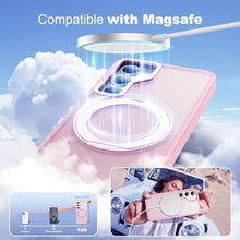 Load image into Gallery viewer, Zalinbo for Samsung Galaxy S25 Case with 360 Rotatable Magnetic Ring Stand Compatible with Mag-Safe Military Protection Shockproof Matte Translucent Phone Cases for Samsung Galaxy S25,Pink
