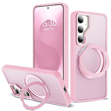 Load image into Gallery viewer, Zalinbo for Samsung Galaxy S25 Plus Case with 360 Rotatable Magnetic Ring Stand Compatible with Mag-Safe Military Protection Shockproof Matte Translucent Phone Cases for Galaxy S25 ,Pink
