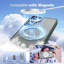Load image into Gallery viewer, Zalinbo for Samsung Galaxy S25 Case with 360 Rotatable Magnetic Ring Stand Compatible with Mag-Safe Military Protection Shockproof Matte Translucent Phone Cases for Samsung Galaxy S25,Dark Green
