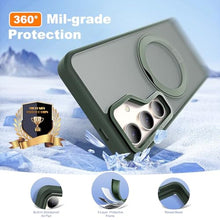 Load image into Gallery viewer, Zalinbo for Samsung Galaxy S25 Case with 360 Rotatable Magnetic Ring Stand Compatible with Mag-Safe Military Protection Shockproof Matte Translucent Phone Cases for Samsung Galaxy S25,Dark Green
