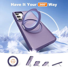 Load image into Gallery viewer, Zalinbo for Samsung Galaxy S25 Plus Case with 360 Rotatable Magnetic Ring Stand Compatible with Mag-Safe Military Protection Shockproof Matte Translucent Phone Cases for Galaxy S25 ,Dark Purple
