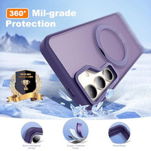 Load image into Gallery viewer, Zalinbo for Samsung Galaxy S25 Plus Case with 360 Rotatable Magnetic Ring Stand Compatible with Mag-Safe Military Protection Shockproof Matte Translucent Phone Cases for Galaxy S25 ,Dark Purple
