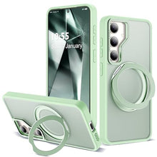 Load image into Gallery viewer, Zalinbo for Samsung Galaxy S25 Case with 360 Rotatable Magnetic Ring Stand Compatible with Mag-Safe Military Protection Shockproof Matte Translucent Phone Cases for Samsung Galaxy S25,Green
