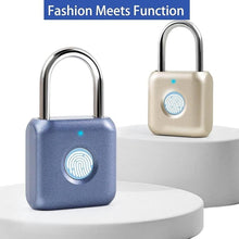 Load image into Gallery viewer, Fingerprint Padlock, Keyless Biometric Lock, Water-Resistant, USB Rechargeable Smart Lock for Bookcases, Bikes, Sports Lockers, Storage, Blue
