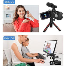 Load image into Gallery viewer, 4K Night Vision Camcorder Digital with IR Light,270° YouTube Vlogging Camera Recorder, 20X Digital Zoom, Full HD 3.0‘’ Camcorder with Microphone, with Tripod 2 Batteries
