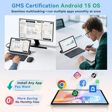 Load image into Gallery viewer, SVITOO 10 Inch Android Tablet, 2025 Android 15 Tablet for Adults, 12GB RAM 128GB Storage 1TB Expandable, Octa-Core 6000mAh, Includes Keyboard Mouse Protective Case, Dual Cameras 8MP 2MP, Face Unlock
