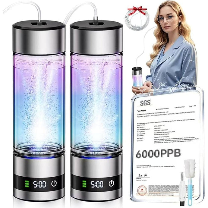 4.0 Upgrade 2PCS Hydrogen Water Bottle & Hydrogen Absorption ?NO.1-100% Odorless??SGS Certification - 6000PPB? Hydrogen Water Bottle - 2025 SPE PEM?Hydrogen Can be Produced from Mineral Water