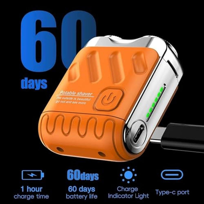 R-12 Luggage Electric Shaver, Mini Portable Beard Shaver, Suitcase Design, USB Rechargeable One-Button Long Lasting for Home Travel (White)
