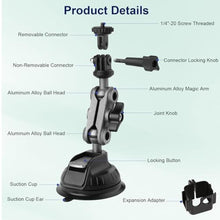 Load image into Gallery viewer, Pocket 3 Suction Cup Camera Mount Expansion Adapter,Car Mount Windshield Window Dash Holder Kit Compatible with DJI OSMO Insta360 X4/X3/X2/X1/R/RS/Go2 Gopro Hero 13/12/11/10/9/8/7/6/5/Max/Mini
