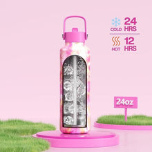 Load image into Gallery viewer, 24 oz Vacuum Water Bottle for School: Lightweight, Leakproof, Flex Cap, BPA-Free, Cupholder Friendly, Vacuum Flask with Straw for Girl, College, Outdoors, Sport, Daily, Gift, Classroom (Citrus Dream)
