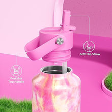 Load image into Gallery viewer, 24 oz Vacuum Water Bottle for School: Lightweight, Leakproof, Flex Cap, BPA-Free, Cupholder Friendly, Vacuum Flask with Straw for Girl, College, Outdoors, Sport, Daily, Gift, Classroom (Citrus Dream)
