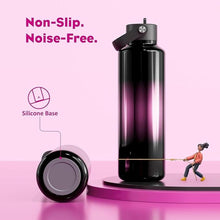 Load image into Gallery viewer, 24 oz Water Bottle with Straw for Travel: Cold for 24 Hrs, Hot for 10 Hrs, Lightweight, Flex Cap, Double Walled Vacuum Insulated Thermos for Traveler, Runner, Adventure, Fitness, Trekking (Neon Night)
