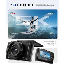 Load image into Gallery viewer, 5K Digital Camera for Photography - 75MP Autofocus Vlogging Camera for YouTube with 64GB SD Card, WiFi, 18X Zoom 3&quot; 180° Flip Screen Compact Travel Camera with 2 Batteries for Teens and Beginner
