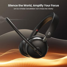 Load image into Gallery viewer, Dytole Bluetooth 5.3 Headset, Wireless Headset with Mic for Work (AI Noise Cancelling), Wireless Headphones with Mic &amp; USB Dongle, 65H &amp; Mute Function, Fit for PC/Call Center/Computer/Laptop/Teams
