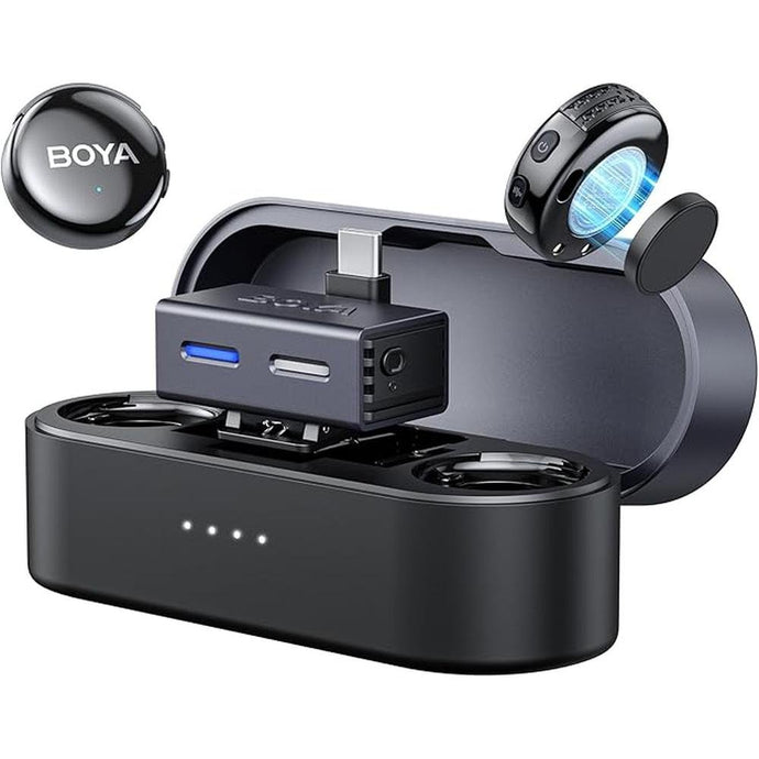 BOYA BOYALINK 3 Wireless Lavalier Mini Microphones for iPhone 15-16/Android/PC/Camera,AI Noise Cancellation,48kHz/24Bit Studio Sound,APP Control,984ft 30h Battery with Charging Case for Vlog Interview