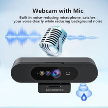 Load image into Gallery viewer, Window Hello Webcam, 1080P 30fps Camera with Noise-reducing Mic, Plug &amp; Play, 90° Wide Angle, Built-in Privacy Cover, 360° Rotation Pan &amp; 90° Tilt, Perfect for Zoom, Google Meet, Microsoft Teams

