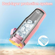 Load image into Gallery viewer, 32 oz Tumbler with Handle and Flip Straw?Stainless Steel Vacuum Water Bottle, Leak Proof Tumbler, Suitable for Home Gym Trave Easy to Carry (Pink)
