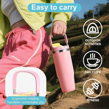 Load image into Gallery viewer, 32 oz Tumbler with Handle and Flip Straw,Stainless Steel Vacuum Water Bottle,Leak Proof Tumbler,Suitable for Home Gym Trave Easy to Carry (Cyan Blue)
