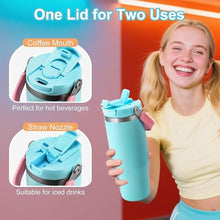 Load image into Gallery viewer, 32 oz Tumbler with Handle and Flip Straw,Stainless Steel Vacuum Water Bottle,Leak Proof Tumbler,Suitable for Home Gym Trave Easy to Carry (Cyan Blue)
