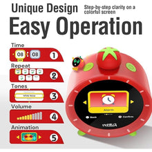 Load image into Gallery viewer, Alarm Clock with Colorful LCD Display, 4 Loud Alarm Clocks for Heavy Sleepers, Visual Timer with White Noise, Cute Small Beside Digital Clock, Gifts for Kids Girls Adults, Bedrooms Kitchen
