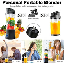 Load image into Gallery viewer, Portable Blender, 24oz Personal Blender for Shakes &amp; Smoothies, 6000mAh, Leakproof-Lid &amp; Sip Spout, BPA Free, USB-C Rechargebale and Self Cleaning Portable Juicer with 6 Sharp Blade, Black
