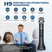 Load image into Gallery viewer, Bluetooth Microphone Wireless Voice Amplifier, Professional Intelligent Noise Cancelling Handheld/Desktop Mic Speaker, 15W Wireless Mic with 3 Sound Effects for Teaching Singing Speaking Karaoke H9
