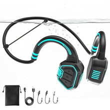Load image into Gallery viewer, Bone Conduction Swimming Headphones - IP68 Waterproof Open-Ear Bluetooth 5.3 with 32GB MP3 Player, Underwater Sport Headphones for Swim, Workout, Running, Cycling, Blue
