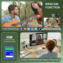 Load image into Gallery viewer, 2.7K Video Camera Camcorder QHD 50MP YouTube Vlogging Camera 16X Digital Zoom Webcam 270 Degree Rotation Screen Camcorders with 32G SD Card and 2 Batteries Recording While Charging
