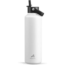 Load image into Gallery viewer, 24 oz Travel Water Bottle for Teens: Standard Mouth, Leakproof, BPA-Free, Easy Hold Handle, Insulated Stainless Steel Thermos with Straw for School, Outdoors, Running, Camping, Sport (Frost White)
