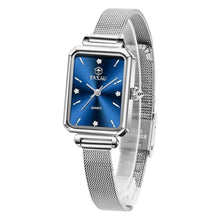 Load image into Gallery viewer, Taxau Womens Watch Blue Face Dress Ladies Watches for Small Wrists Square Watch Silver Mesh Band Waterproof Watches for Women with Date Analog Quartz Reloj De Mujer
