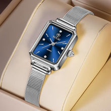 Load image into Gallery viewer, Taxau Womens Watch Blue Face Dress Ladies Watches for Small Wrists Square Watch Silver Mesh Band Waterproof Watches for Women with Date Analog Quartz Reloj De Mujer
