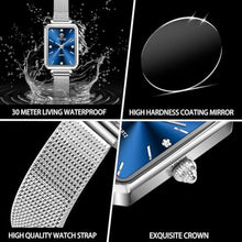 Load image into Gallery viewer, Taxau Womens Watch Blue Face Dress Ladies Watches for Small Wrists Square Watch Silver Mesh Band Waterproof Watches for Women with Date Analog Quartz Reloj De Mujer
