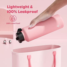 Load image into Gallery viewer, 24oz Stainless Steel Slim Water Bottle for Adults: Sweatproof, Flex Cap, Lightweight, Standard Mouth, Top Handle, Vacuum Insulated Flask with straw for Office, Home, Commute, Workouts (Blush Pink)
