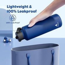 Load image into Gallery viewer, 24 oz Water Bottle Insulated for Office: BPA-Free, Leakproof Lid with Straw, Lightweight, Flex Cap, Stainless Steel Insulated Flask for Trekking, Men, Commute, Worker, Walking, Cycling (Deepsea Blue)
