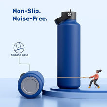 Load image into Gallery viewer, 24 oz Water Bottle Insulated for Office: BPA-Free, Leakproof Lid with Straw, Lightweight, Flex Cap, Stainless Steel Insulated Flask for Trekking, Men, Commute, Worker, Walking, Cycling (Deepsea Blue)
