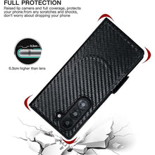 Load image into Gallery viewer, for Samsung Galaxy Z Fold 7 Wallet Case with S Pen Holder, Strong Magnetic Compatible with MagSafe, Hinge Protection Luxury Carbon Fiber Texture Leather 3 Card Slots with RFID Blocking (Black)
