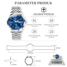 Load image into Gallery viewer, Taxau Watch for Men Silver Watch for Men Luxury Stainless Steel Wrist Watches Waterproof Analog Quartz Business Classic Casual Dress Men s Watches Large Blue Face with Day and Date

