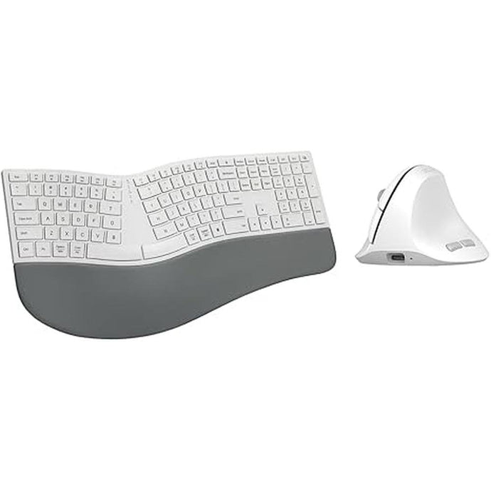 DeLUX Wireless Full Size Ergonomic Keyboard and Lightweight Vertical Mouse Combo-White