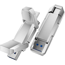 Load image into Gallery viewer, 64GB External Portable SSD USB Solid State Drive, Up to 450MB/s USB 3.2 Gen 2 Solid State, Type C + USB A Dual Drive for Phone/Android Laptops/Windows/Mac, Silver
