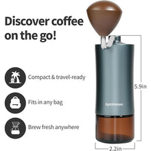 Load image into Gallery viewer, 6-Burr Manual Coffee Grinder – Easy-Use CNC420 High-Carbon Steel, Gray Aluminum Body &amp; Glass Jar, 25 g Capacity, Slim design for travel
