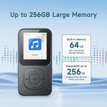 Load image into Gallery viewer, 64GB MP3 Player with Bluetooth 5.3, Pecsu Music Player with Built-in HD Speaker, FM Radio, Voice Recorder, HiFi Sound, E-Book Function, Earphones Included
