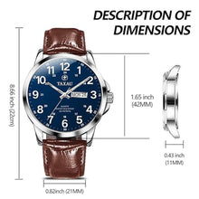 Load image into Gallery viewer, Taxau Leather Watches for Men Brown Wrist Watch Mens Luxury Silver Watch for Men Leather Strap Waterproof Mens Analog Dress Watches Business Classic Large Blue Face with Day and Date
