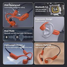 Load image into Gallery viewer, Open-Ear Bone Conduction Sports Headphones, 32G Memory Bluetooth 5.4 Dual Mode, IP68 Swimming Grade Waterproof, Open Ear Headphones Design for Swimming, Running, Fitness, Cycling

