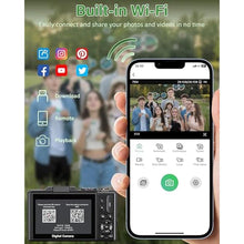 Load image into Gallery viewer, 5K Digital Camera for Photography, 75MP WiFi Vlogging Camera for YouTube with 3&quot; 180° Flip Screen, 18X Zoom UHD Autofocus Video Camara with 32GB SD Card, 2 Batteries
