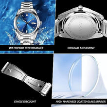Load image into Gallery viewer, Taxau Mens Watches Stainless Steel Dress Watch Mens Waterproof Watches for Large Wrist Analog Quartz Silver Watch Blue Face Luxury Business Minimalist Date Watch Relojes para Hombres
