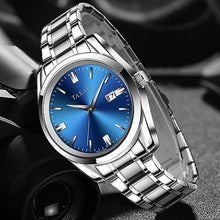 Load image into Gallery viewer, Taxau Mens Watches Stainless Steel Dress Watch Mens Waterproof Watches for Large Wrist Analog Quartz Silver Watch Blue Face Luxury Business Minimalist Date Watch Relojes para Hombres
