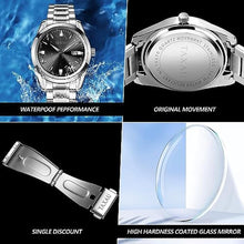 Load image into Gallery viewer, Taxau Mens Silver Watch Dress Watches for Men Black Face Mens Watch with Date Luxury Analog Quartz Stainless Steel Waterproof Man Watch Classic Elegant Simple Relojes para Hombres
