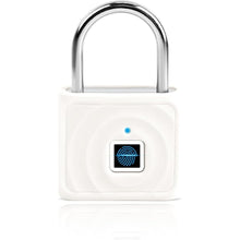 Load image into Gallery viewer, UMIKSMART Smart Fingerprint Padlock, Keyless Biometric Lock with USB Rechargeable Battery, Waterproof for Locker, Backpack, Suitcase, Gate, Toolbox, Outdoor Use, White Wave
