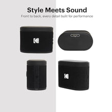 Load image into Gallery viewer, KODAK SOUNDBRIX Bluetooth Speaker with HD Sound Portable Wireless IPX4 Water Resistant Upto 5H Playtime V5.4 for Home Party Outdoor Beach Electronic Gadgets Birthday Gift Black Stackable Speakers

